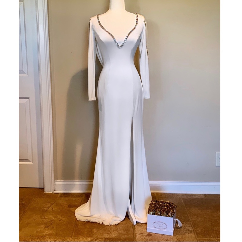 White Jersey Dress with split